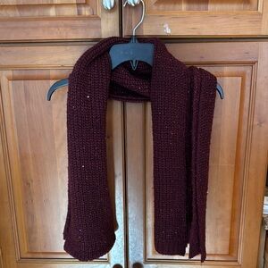 White House Black Market Burgundy Knit Scarf